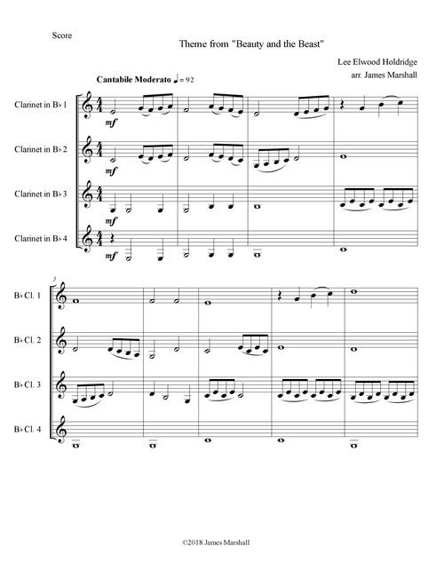 Theme From "beauty And The Beast" (Arr. James Marshall) - Lee Elwood Holdridge (Clarinet Solo)