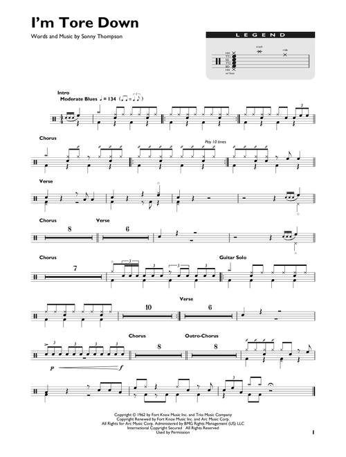 I'm Tore Down - Eric Clapton (Drum Chart)