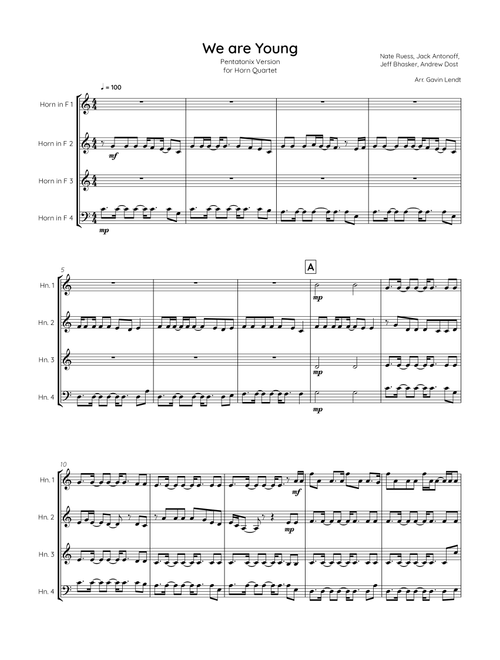We Are Young (Arr. Gavin Lendt) - Fun. Featuring Janelle Monae (Brass Ensemble)