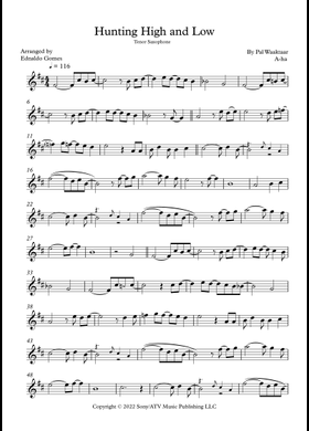 Free Hunting High And Low by a-ha sheet music | Download PDF