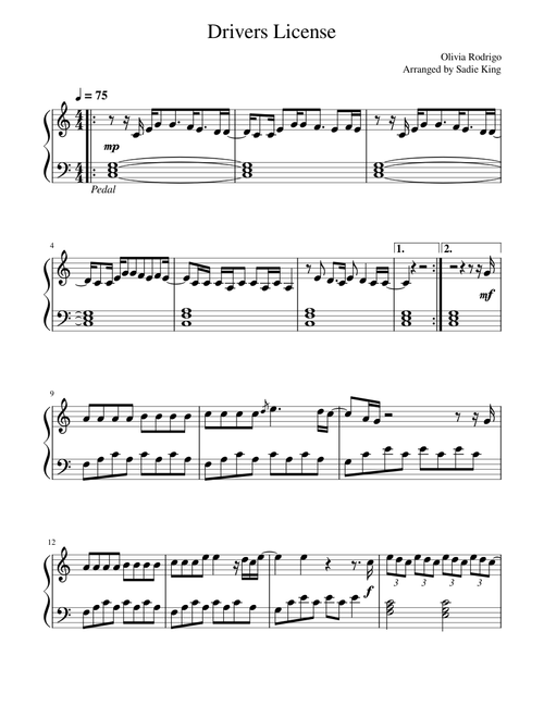 Drivers License - Olivia Rodrigo (Easy Piano)