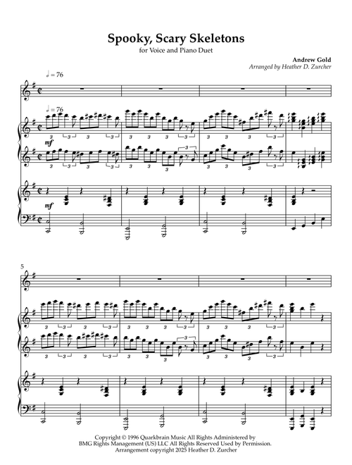 Spooky Scary Skeletons (Arr. Heather D. Zurcher) - Andrew Gold (Piano Vocal)