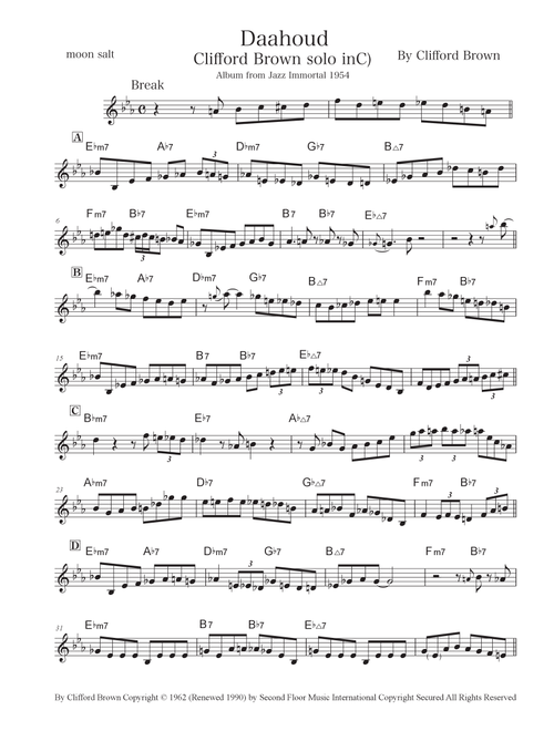 Daahoud (Arr. moon salt) - Clifford Brown (Piano-Vocal-Guitar (Piano Accompaniment))