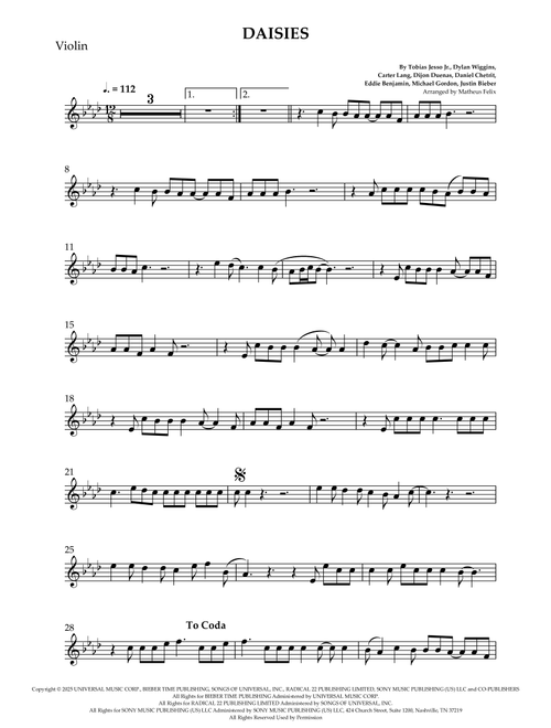 Daisies (Arr. Matheus Felix) - Justin Bieber (Violin Solo)
