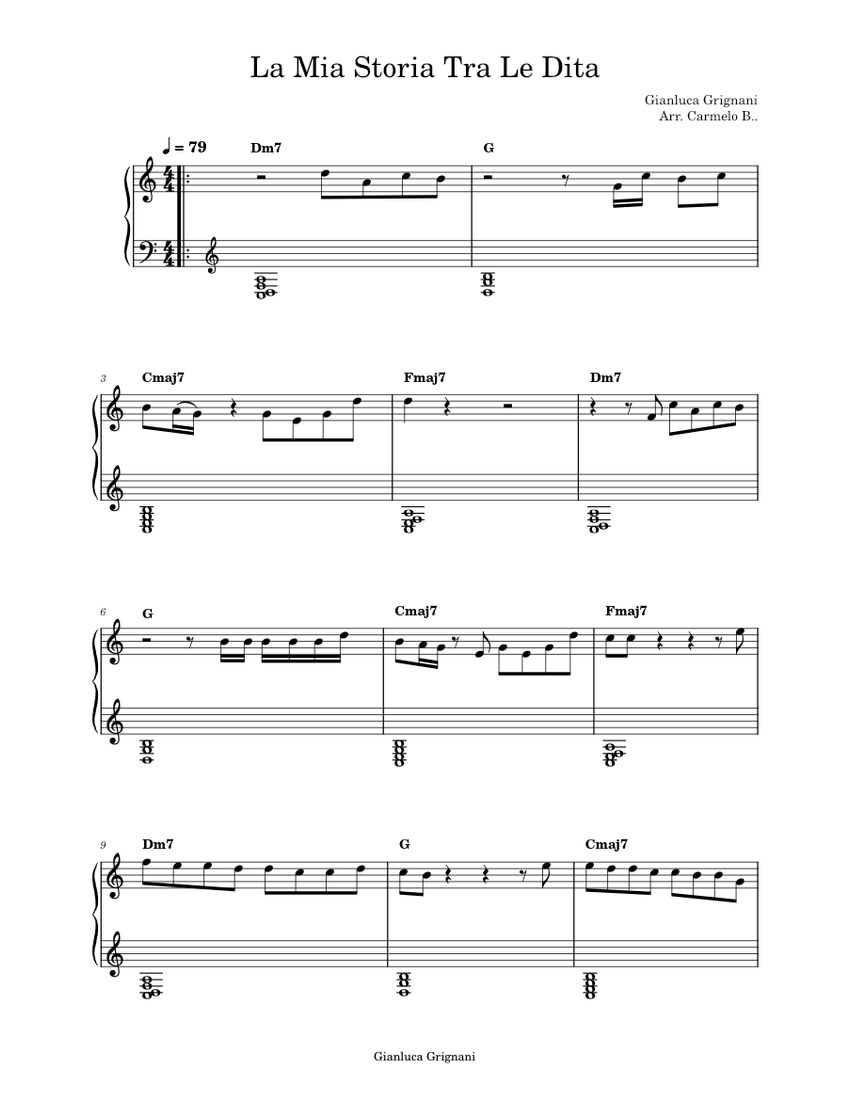 La mia storia tra le dita – Gianluca Grignani - Arr. By Carmelo B ...