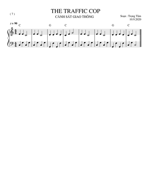 SHEET PIANO 7 CANH SAT GIAO THONG THE TRAFFIC COP TRT