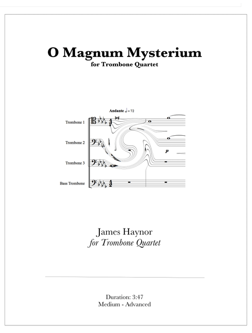 O Magnum Mysterium for Trombone Quartet (Arr. James Haynor) - Thomas Victoria (Brass Ensemble)