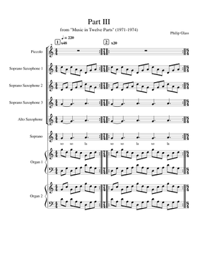 Free Music In Twelve Parts by Philip Glass sheet music | Download