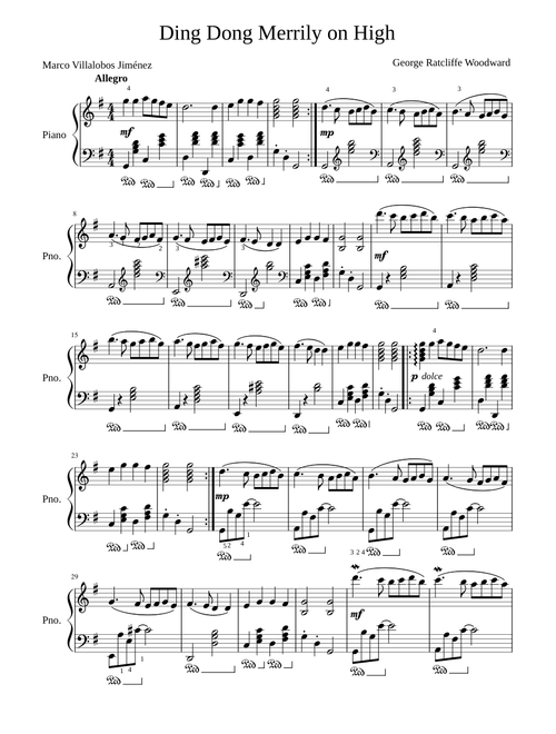 Ding Dong Merrily on High- Piano