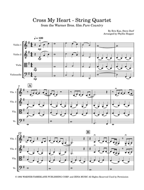 I Cross My Heart (Arr. Phyllis Hopper) - George Strait (String Quartet)