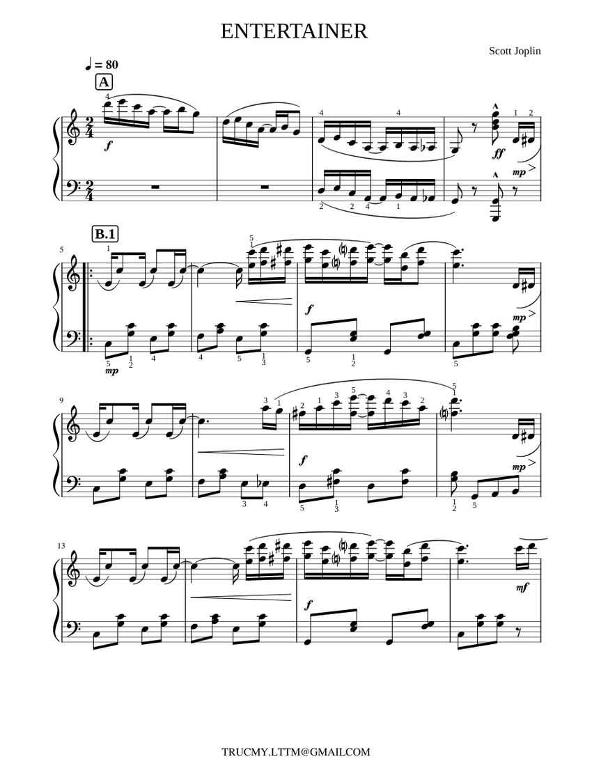 THE ENTERTAINER – Scott Joplin Sheet Music for Piano (Solo) | MuseScore.com