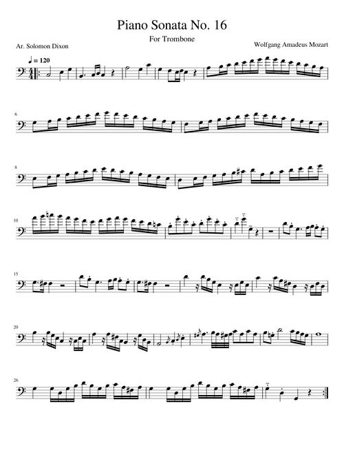 Mozart - Piano Sonata No. 16 For Trombone Solo (Allegro)