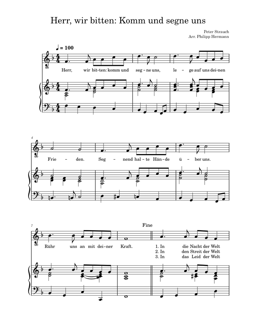 Herr wir bitten komm und segne uns – Peter Strauch Sheet music for