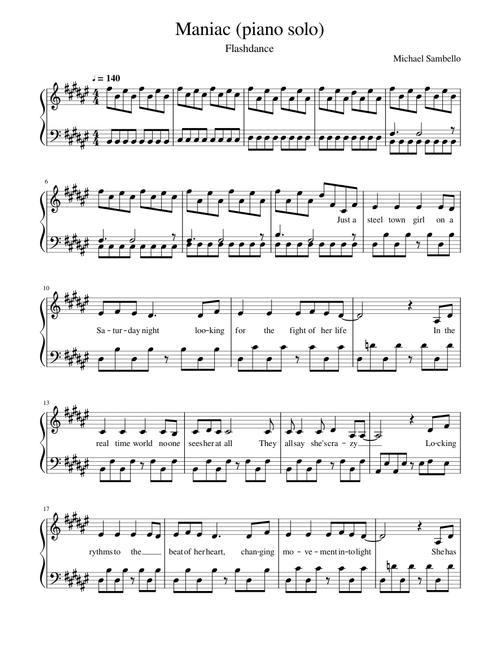 Maniac (Flashdance - Michael Sambello) - piano solo