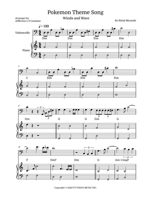 Pokemon (Arr. Jefferson LS Cassiano) - Shinji Miyazaki (Cello and Piano)