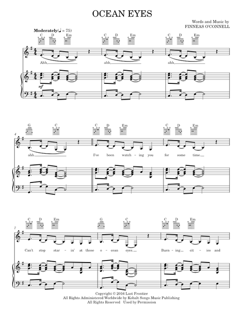 Ocean eyes - Billie Eilish (Piano-Vocal-Guitar)