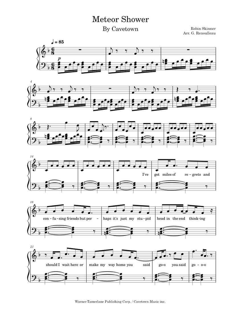 Meteor shower cavetown Sheet music for Piano (Solo)