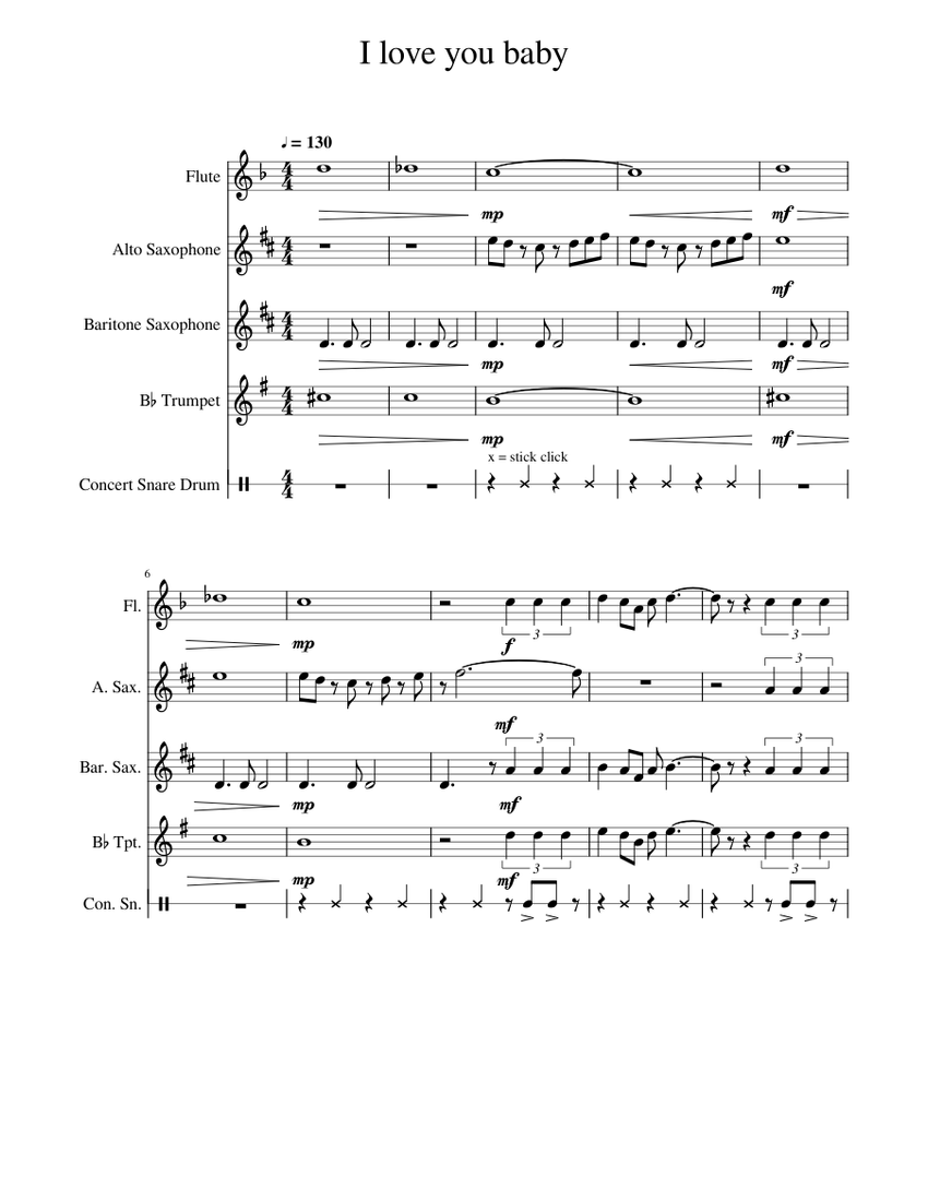 I Love you baby Sheet music for Flute, Saxophone alto, Saxophone ...
