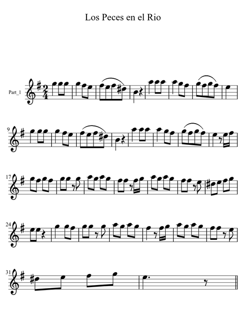 Los Peces en el Rio for alto sax