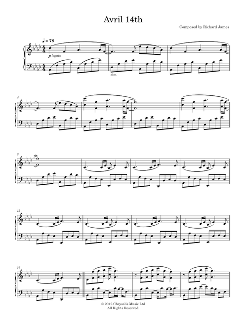 Avril 14th - Aphex Twin (Piano Solo)