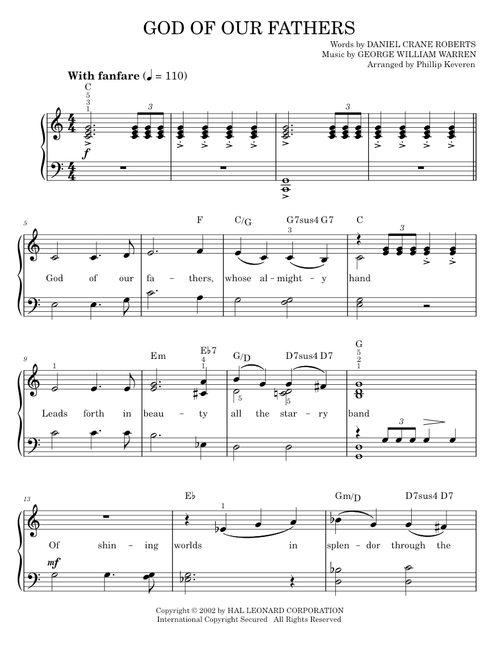 God Of Our Fathers - Daniel Crane Roberts (Easy Piano)