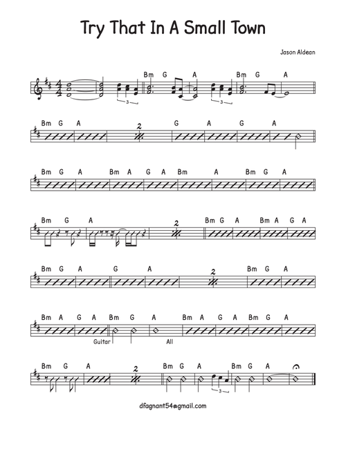Try That In A Small Town (Arr. David M Fagnant) - Jason Aldean (Lead Sheet - Fake Book)