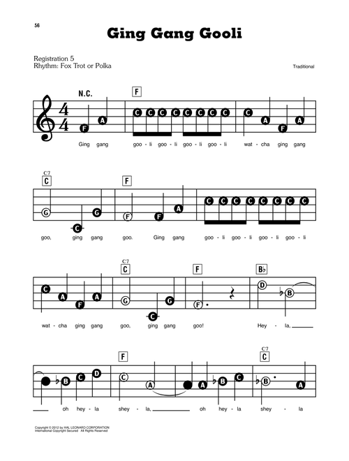Ging Gang Gooli - Traditional (E-Z Play Today)