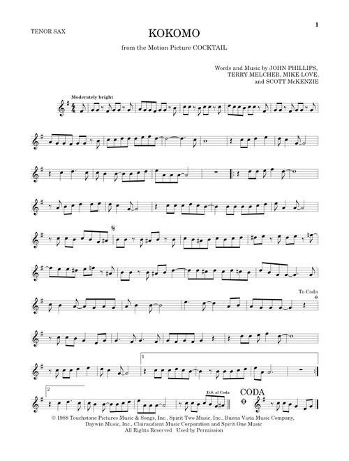Kokomo - The Beach Boys (Tenor Sax Solo)