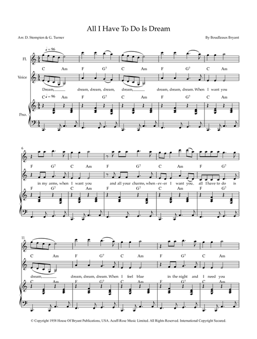 All I Have To Do Is Dream (Arr. Debra E. Stempien, Gregory H. Turner) - The Everly Brothers (Small Ensemble)