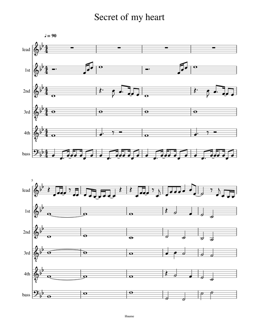 Secret of my heart (最新) Sheet Music for Piano (Mixed Ensemble ...