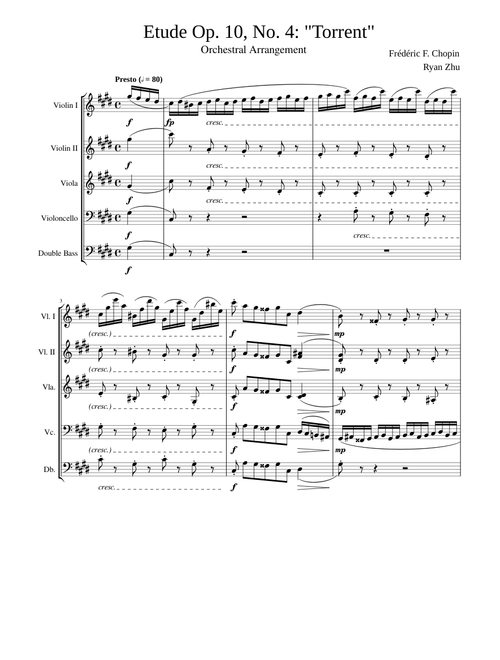 Etude Op. 10, No. 4 "Torrent" for String Orchestra