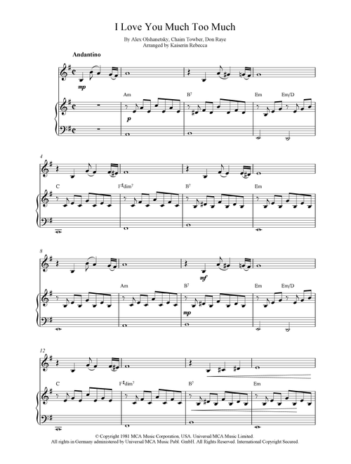 I Love You Much Too Much (Arr. Kaiserin Rebecca) - Various Artists (Violin and Piano)