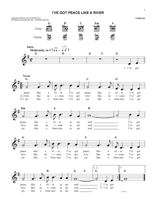I've Got Peace Like A River - Traditional (Lead Sheet - Fake Book)