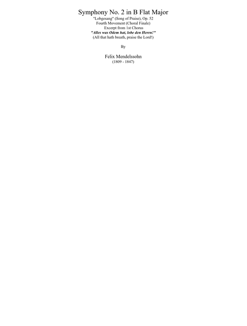 Mendelssohn Hymn of Praise from Symphony No. 2 (SATB) Full score