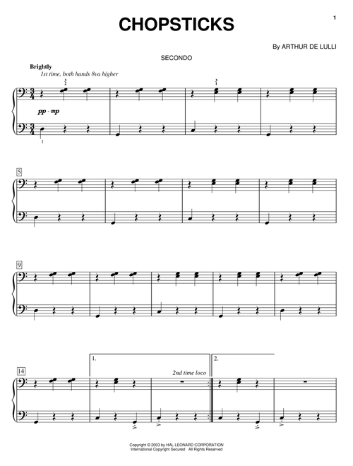 Chopsticks - Arthur de Lulli (Piano Duet)