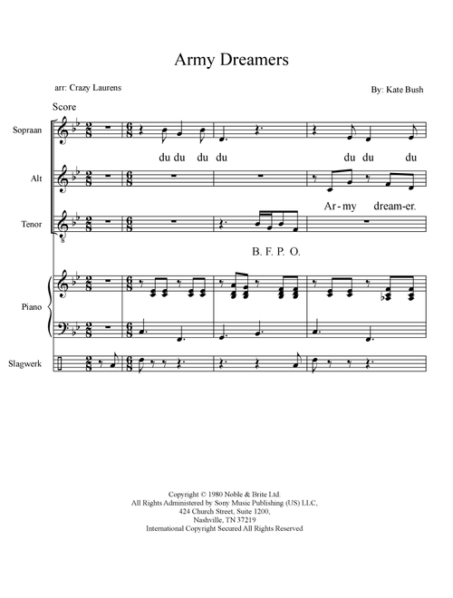 Army Dreamers (Arr. Crazy Laurens) - Kate Bush (Choral, SAT)