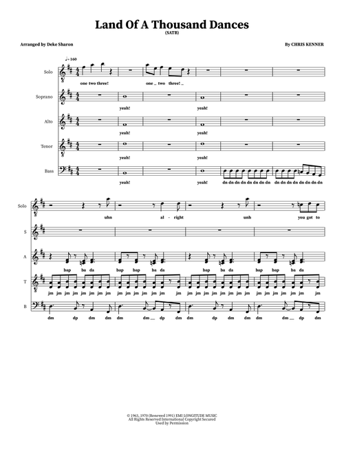 Land Of A Thousand Dances (Arr. Deke Sharon) - Wilson Pickett (Choral, SATB)