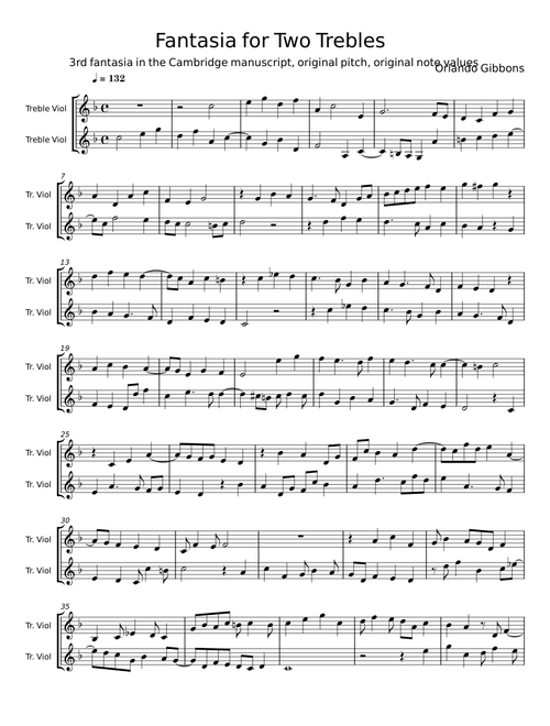 Six Fantasias for Two Treble Viols - Orlando Gibbons