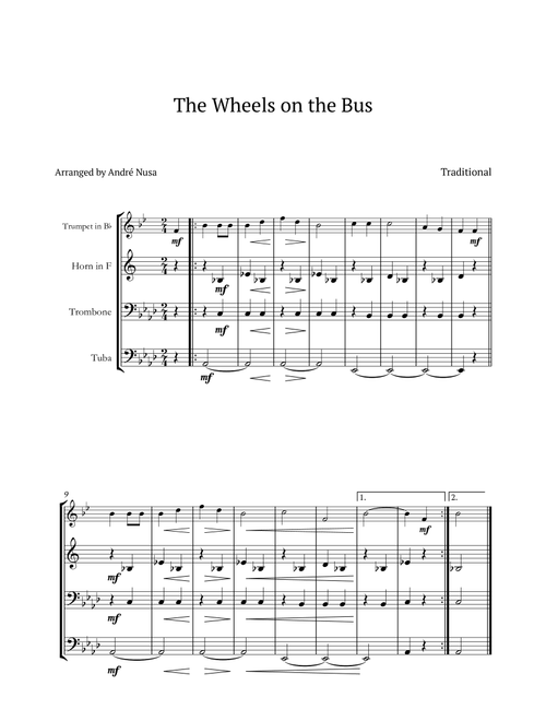 The Wheels on the Bus (Arr. André Nusa) - Traditional (Brass Ensemble)