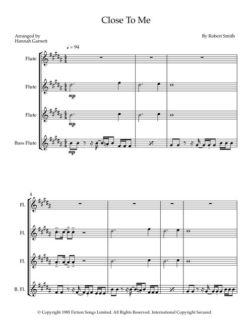 Close To Me (Arr. Hannah Garnett) - The Cure (Woodwind Ensemble)