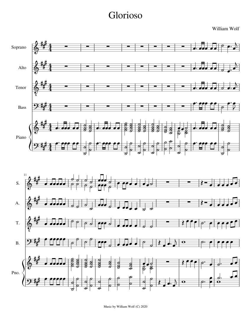 Glorioso Sheet music for Piano, Soprano, Alto, Tenor & more instruments