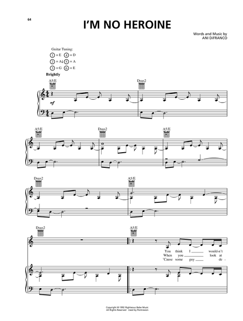 I'm No Heroine - Ani DiFranco (Piano-Vocal-Guitar)