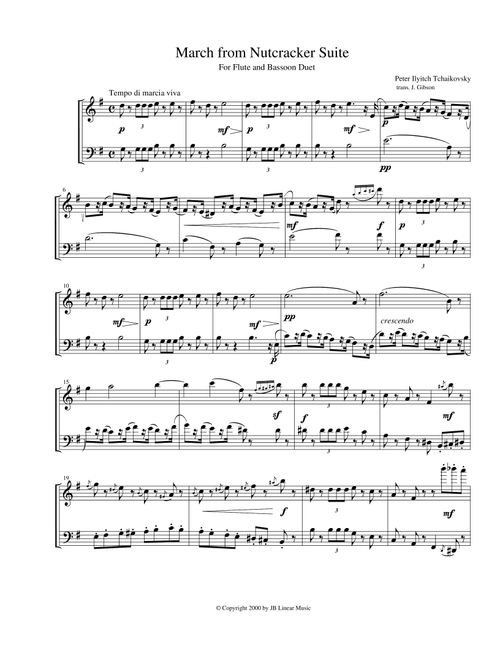 3 Pieces from The Nutcracker for Flute and Bassoon Duet (Arr. John Gibson) - Tchaikowsky (Instrumental Duet)