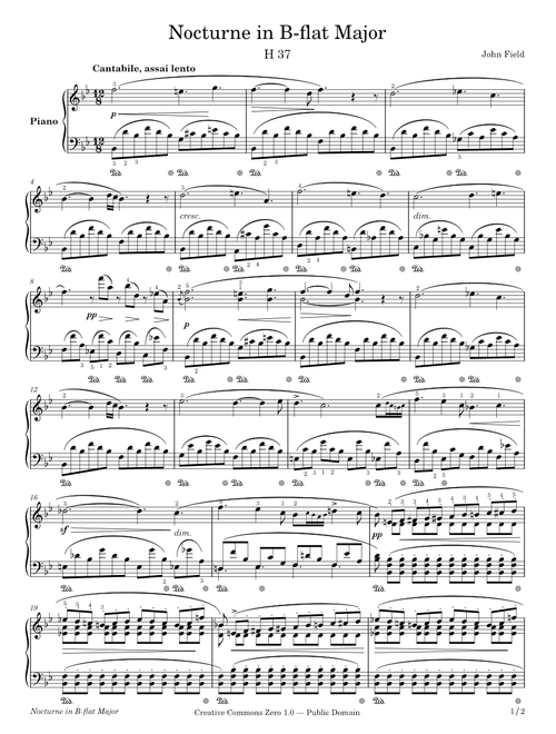 Nocturne No.5 – H.37 – John Field – Edited by Liszt