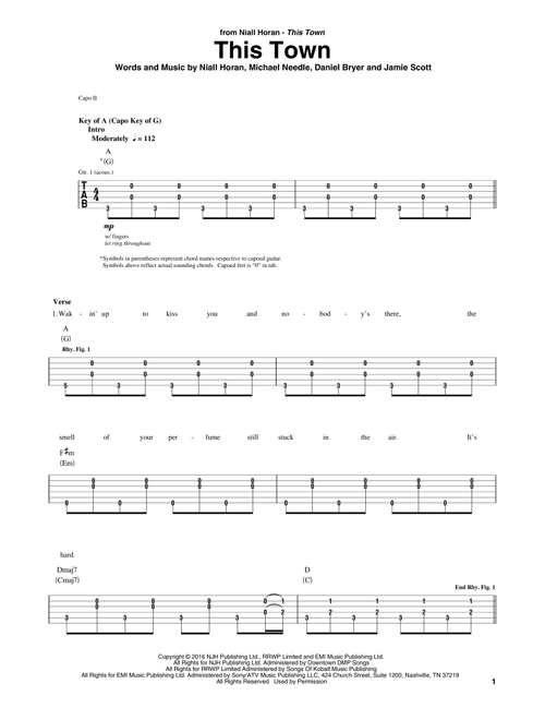 This Town - Niall Horan (Guitar Rhythm Tab)
