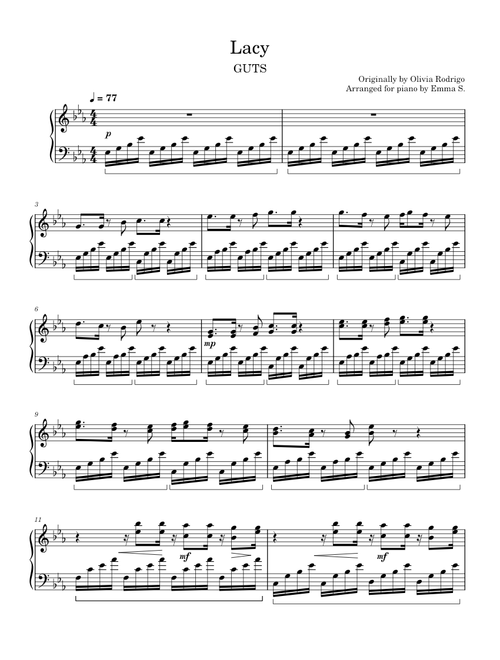 Lacy – Olivia Rodrigo Piano Arrangement