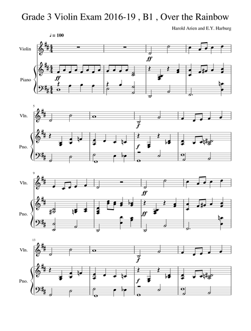 Grade 3 Violin Exam 2016-19 , B1 , Over the Rainbow