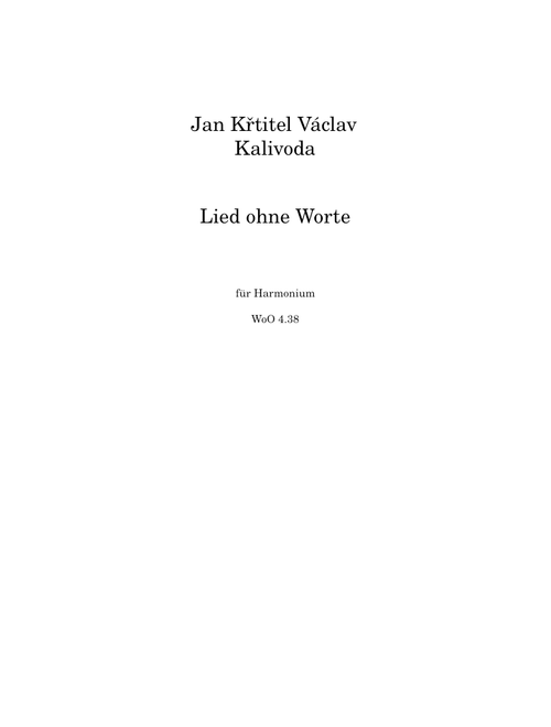 Lied ohne Worte - Jan Křtitel Václav Kalivoda
