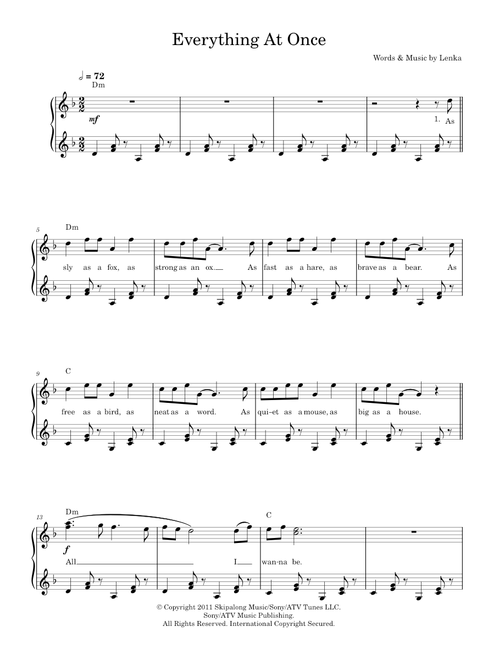 Everything At Once - Lenka (Easy Piano)