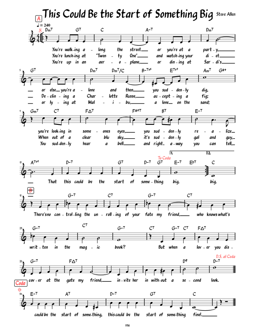 This Could Be The Start Of Something Big (Lead sheet with lyrics